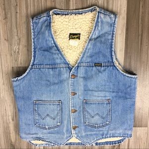 WRANGLER Vintage Denim Sherpa Logo Vest